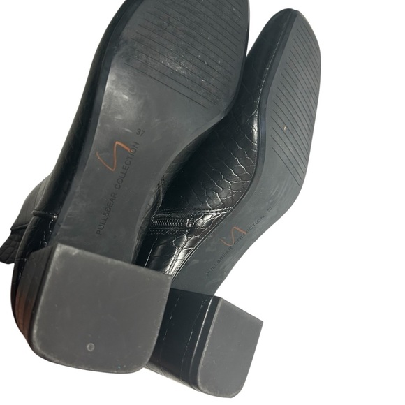 Pull & Bear Collection Faux Leather Croc Embossed Heeled Booties Sz 37 - Picture 14 of 16
